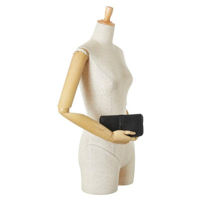 Saint Laurent Round Zip Long Wallet Purse YSL Cassandra Leather Black Auth