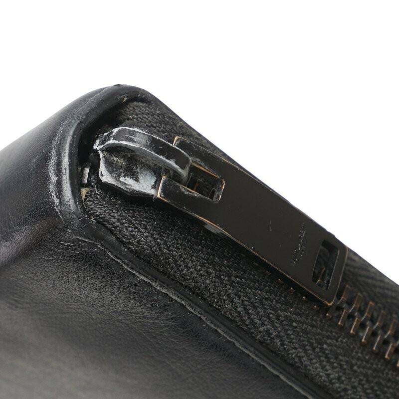 Saint Laurent Round Zip Long Wallet Purse YSL Cassandra Leather Black Auth