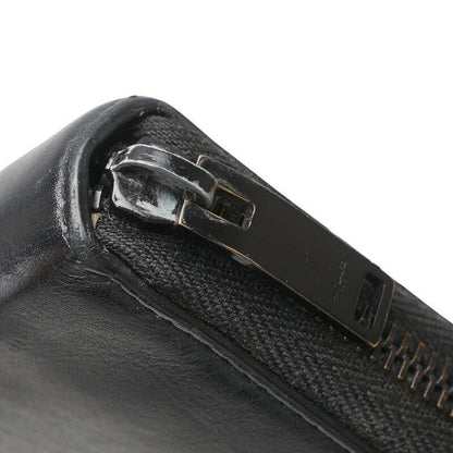 Saint Laurent Round Zip Long Wallet Purse YSL Cassandra Leather Black Auth