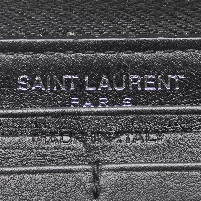 Saint Laurent Round Zip Long Wallet Purse YSL Cassandra Leather Black Auth