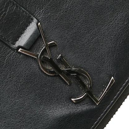 Saint Laurent Round Zip Long Wallet Purse YSL Cassandra Leather Black Auth