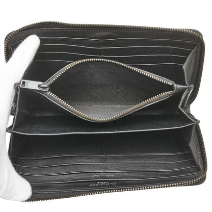 Saint Laurent Round Zip Long Wallet Purse YSL Cassandra Leather Black Auth