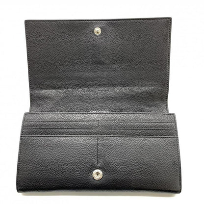 Saint Laurent Flap Wallet Long Purse YSL Cassandra Leather Black Authentic