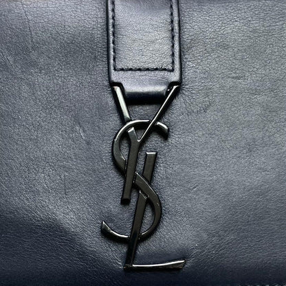 Saint Laurent Flap Wallet Long Purse YSL Cassandra Leather Dark Navy Authentic