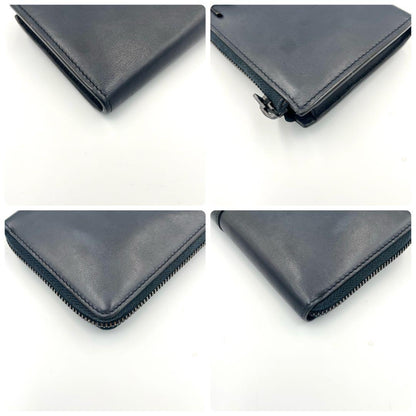 Saint Laurent Flap Wallet Long Purse YSL Cassandra Leather Dark Navy Authentic