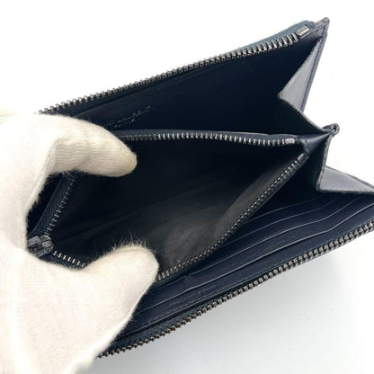 Saint Laurent Flap Wallet Long Purse YSL Cassandra Leather Dark Navy Authentic