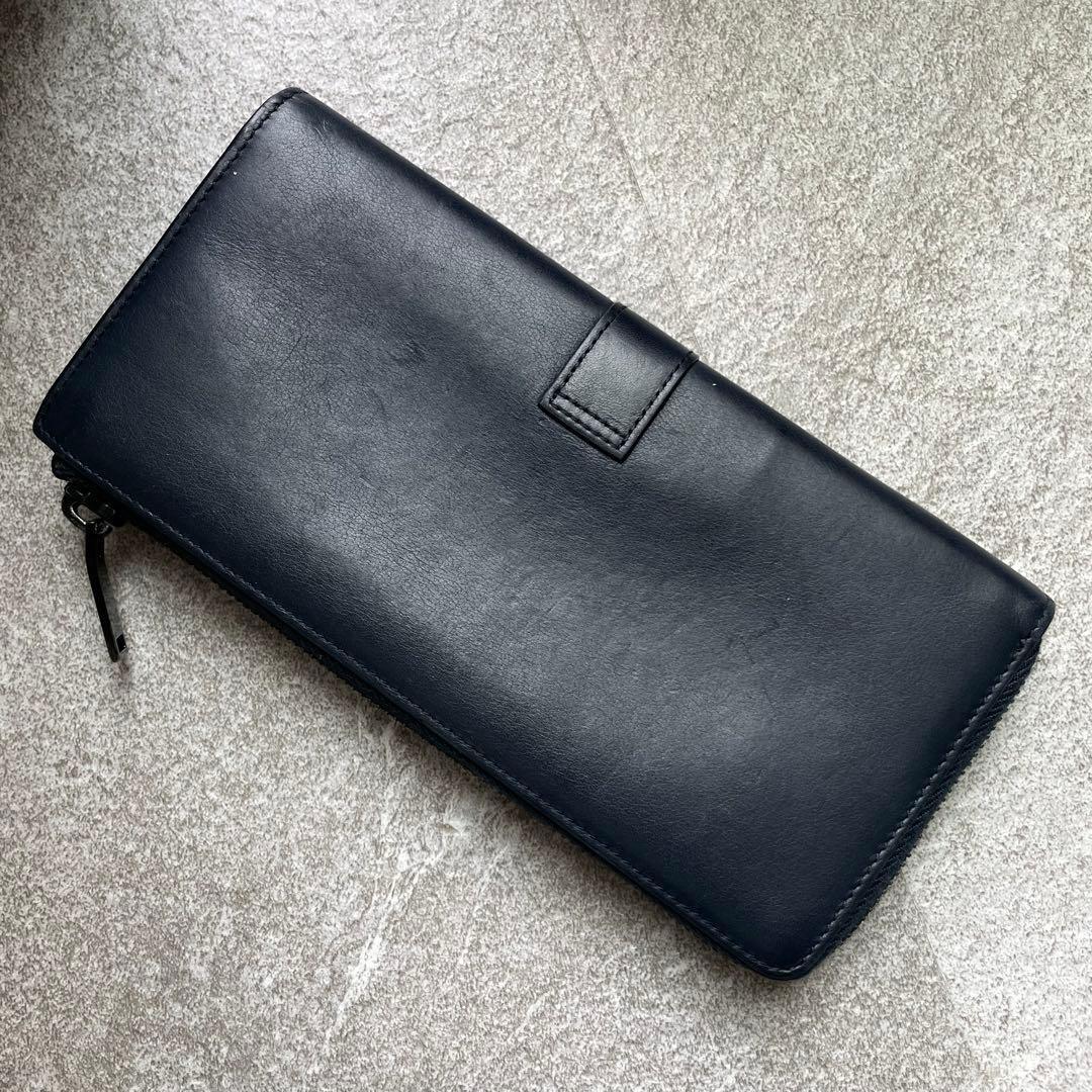 Saint Laurent Flap Wallet Long Purse YSL Cassandra Leather Dark Navy Authentic