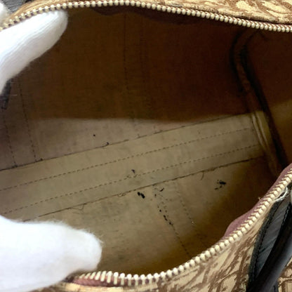 Christian Dior Boston Bag Trotter Handbag Purse Brown Canvas Leather Authentic