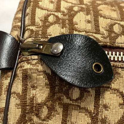Christian Dior Boston Bag Trotter Handbag Purse Brown Canvas Leather Authentic