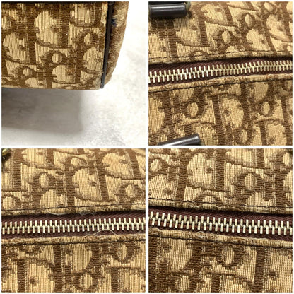 Christian Dior Boston Bag Trotter Handbag Purse Brown Canvas Leather Authentic