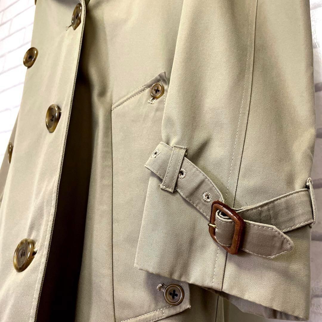 Aquascutum Trench Coat Club Check FREE SIZE Khaki Authentic