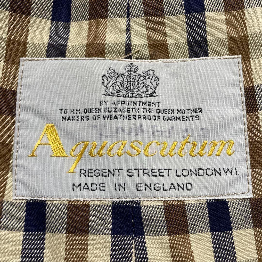Aquascutum Trench Coat Club Check FREE SIZE Khaki Authentic