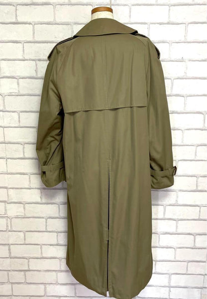 Aquascutum Trench Coat Club Check FREE SIZE Khaki Authentic