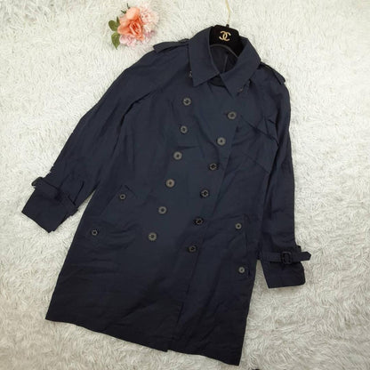 Aquascutum Trench Coat Asian fit XL 42 US size L Navy Authentic
