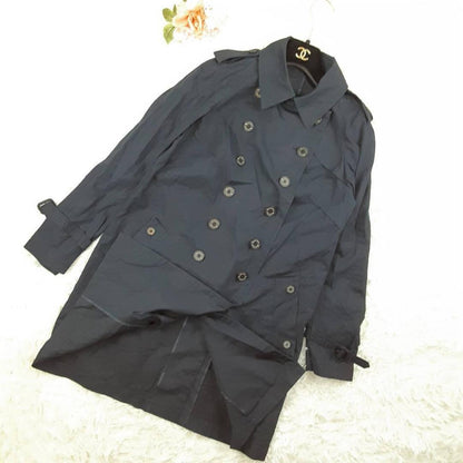 Aquascutum Trench Coat Asian fit XL 42 US size L Navy Authentic