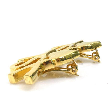 Saint Laurent Earrings YSL Metal Gold Authentic