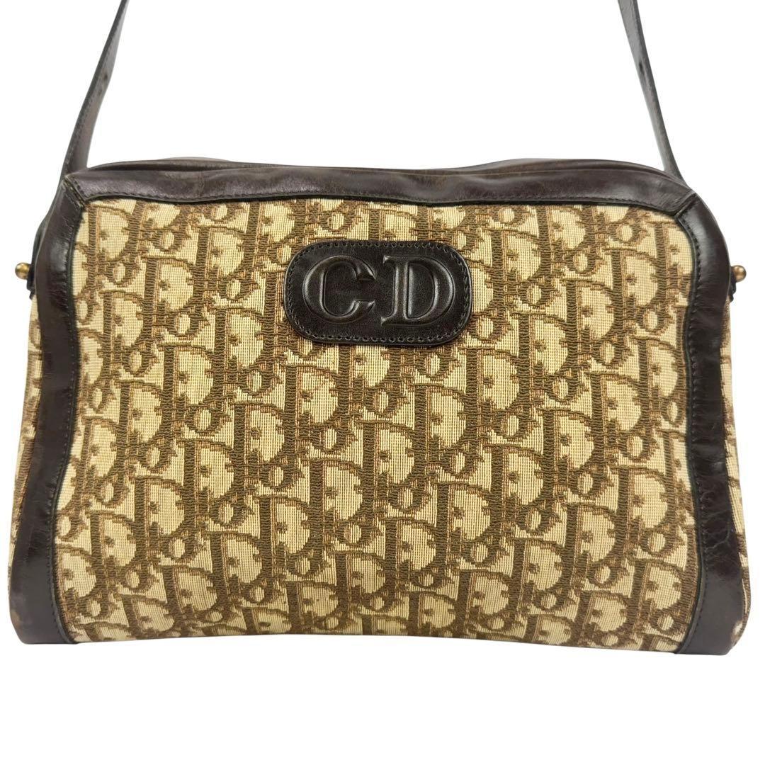 Christian Dior Shoulder Bag Purse CD Trotter Canvas Khaki Authentic