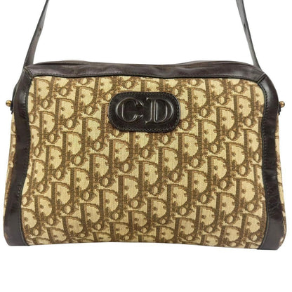 Christian Dior Shoulder Bag Purse CD Trotter Canvas Khaki Authentic