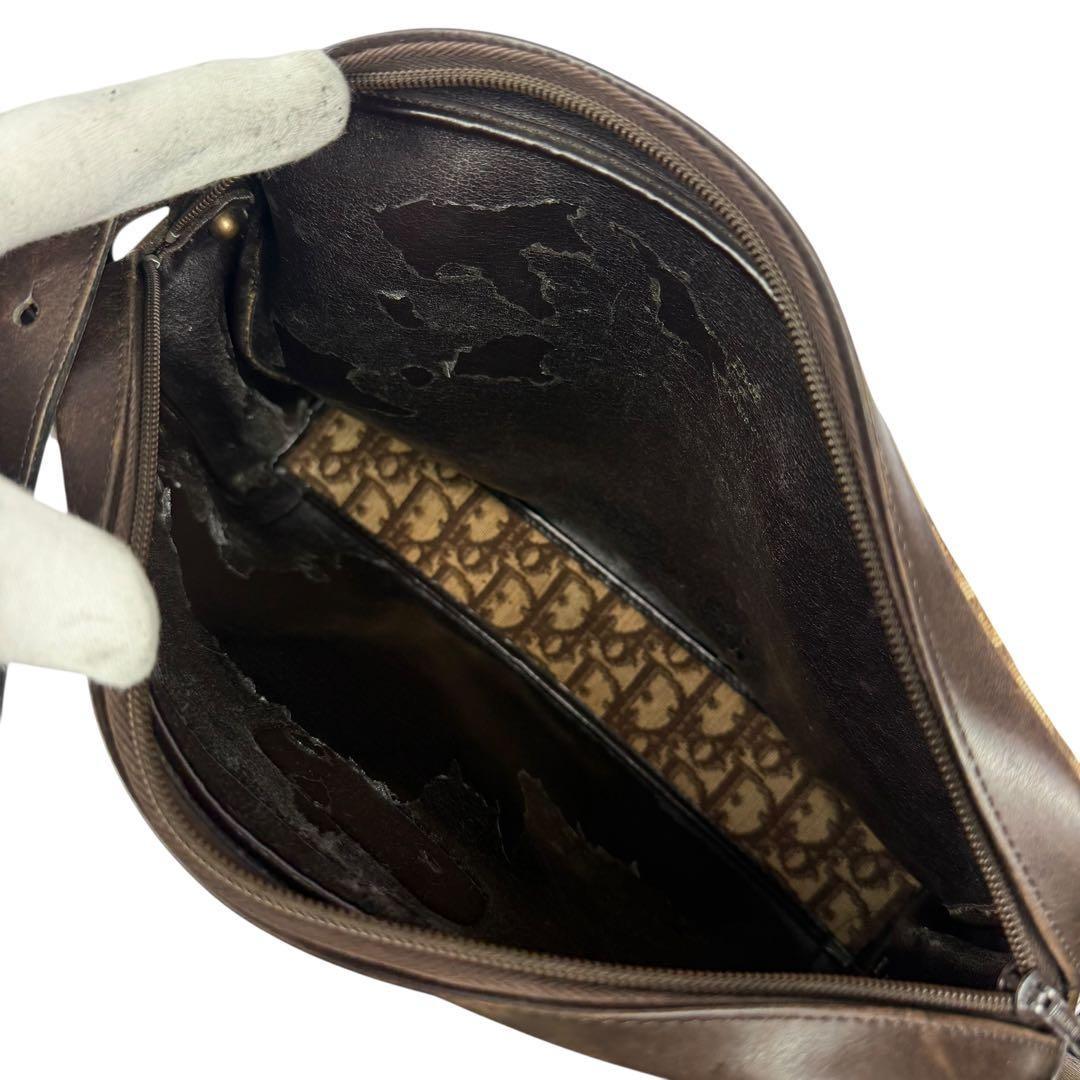 Christian Dior Shoulder Bag Purse CD Trotter Canvas Khaki Authentic