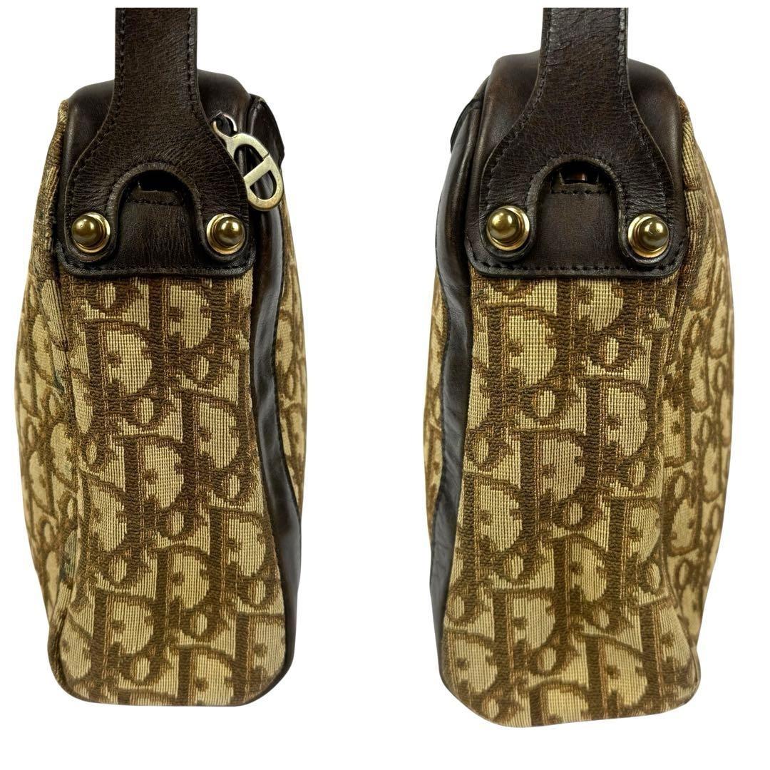 Christian Dior Shoulder Bag Purse CD Trotter Canvas Khaki Authentic