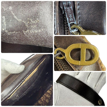 Christian Dior Shoulder Bag Purse CD Trotter Canvas Khaki Authentic