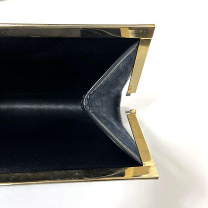 Christian Dior Clutch Bag Second Bag Logo Trotter Navy Gold Authentic