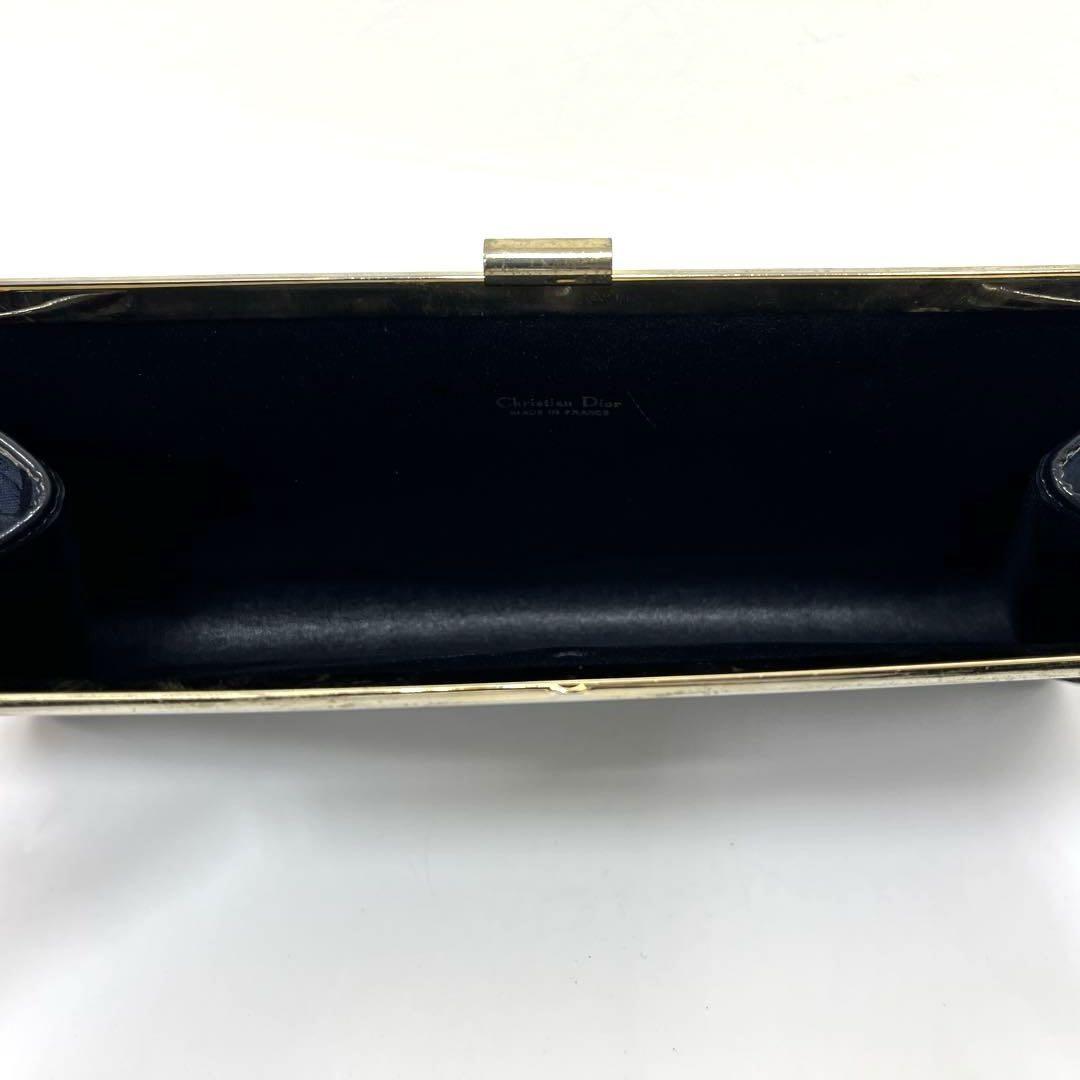 Christian Dior Clutch Bag Second Bag Logo Trotter Navy Gold Authentic