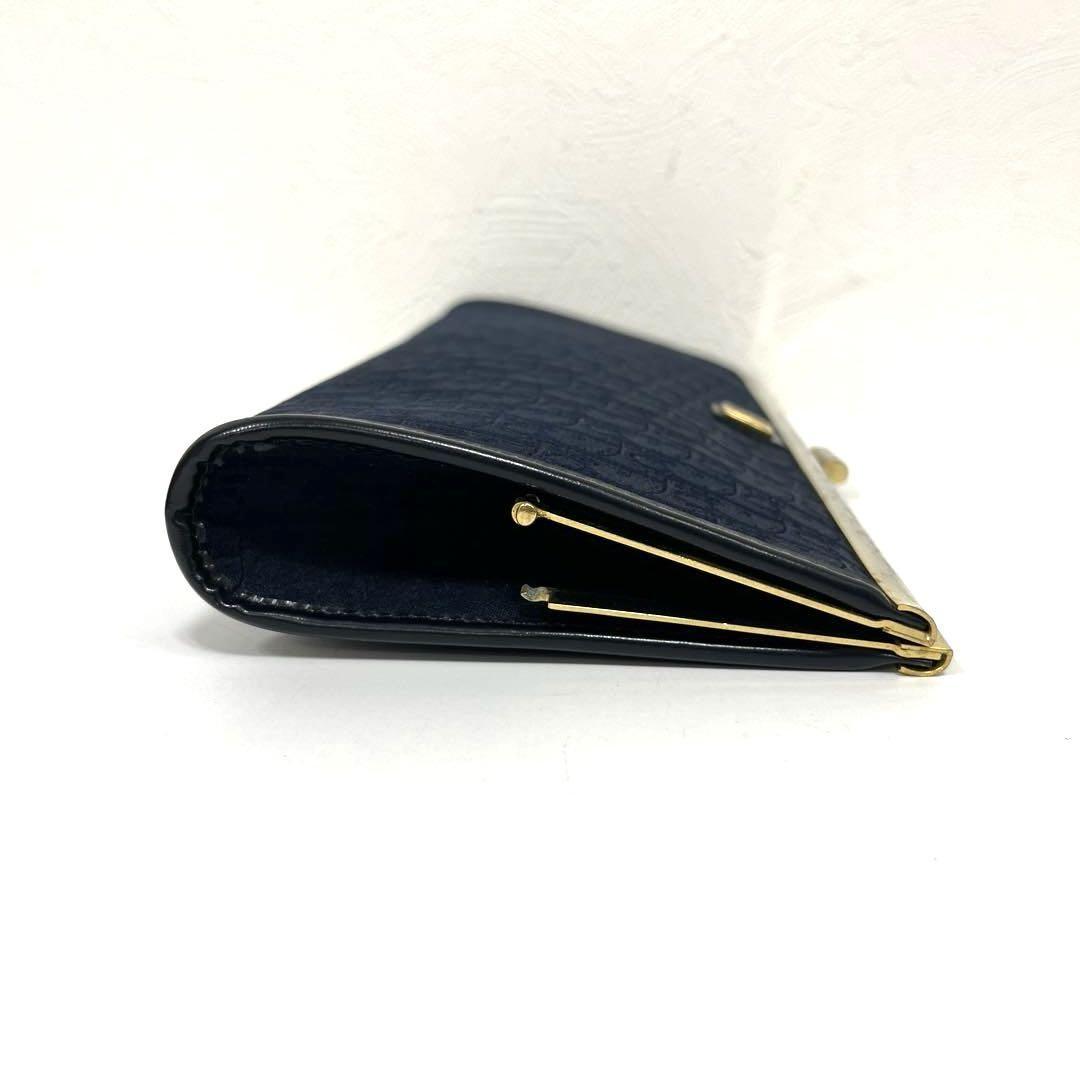 Christian Dior Clutch Bag Second Bag Logo Trotter Navy Gold Authentic