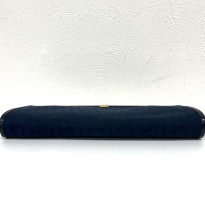 Christian Dior Clutch Bag Second Bag Logo Trotter Navy Gold Authentic