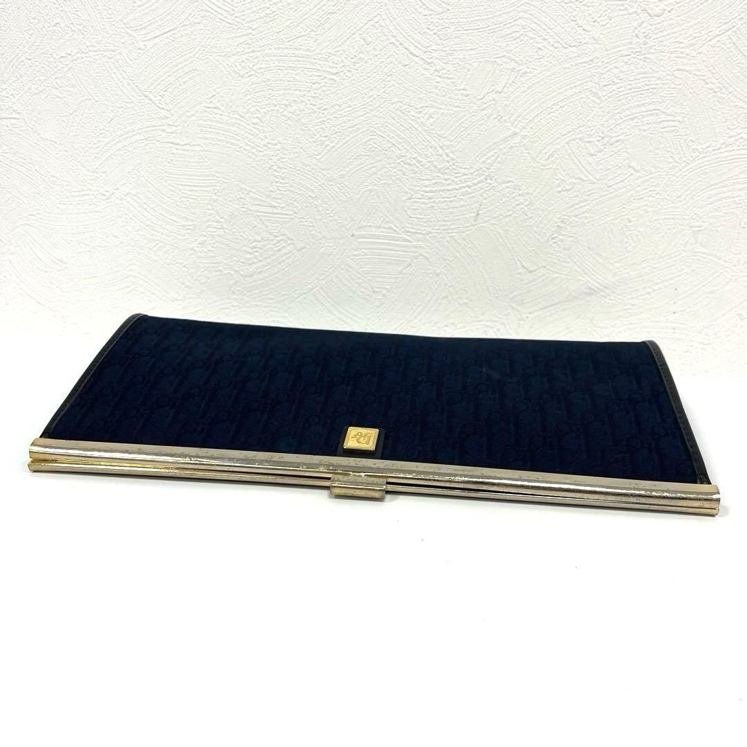 Christian Dior Clutch Bag Second Bag Logo Trotter Navy Gold Authentic