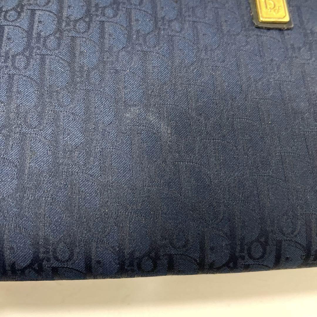 Christian Dior Clutch Bag Second Bag Logo Trotter Navy Gold Authentic