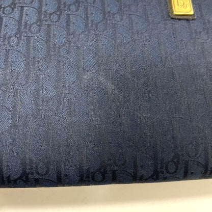 Christian Dior Clutch Bag Second Bag Logo Trotter Navy Gold Authentic