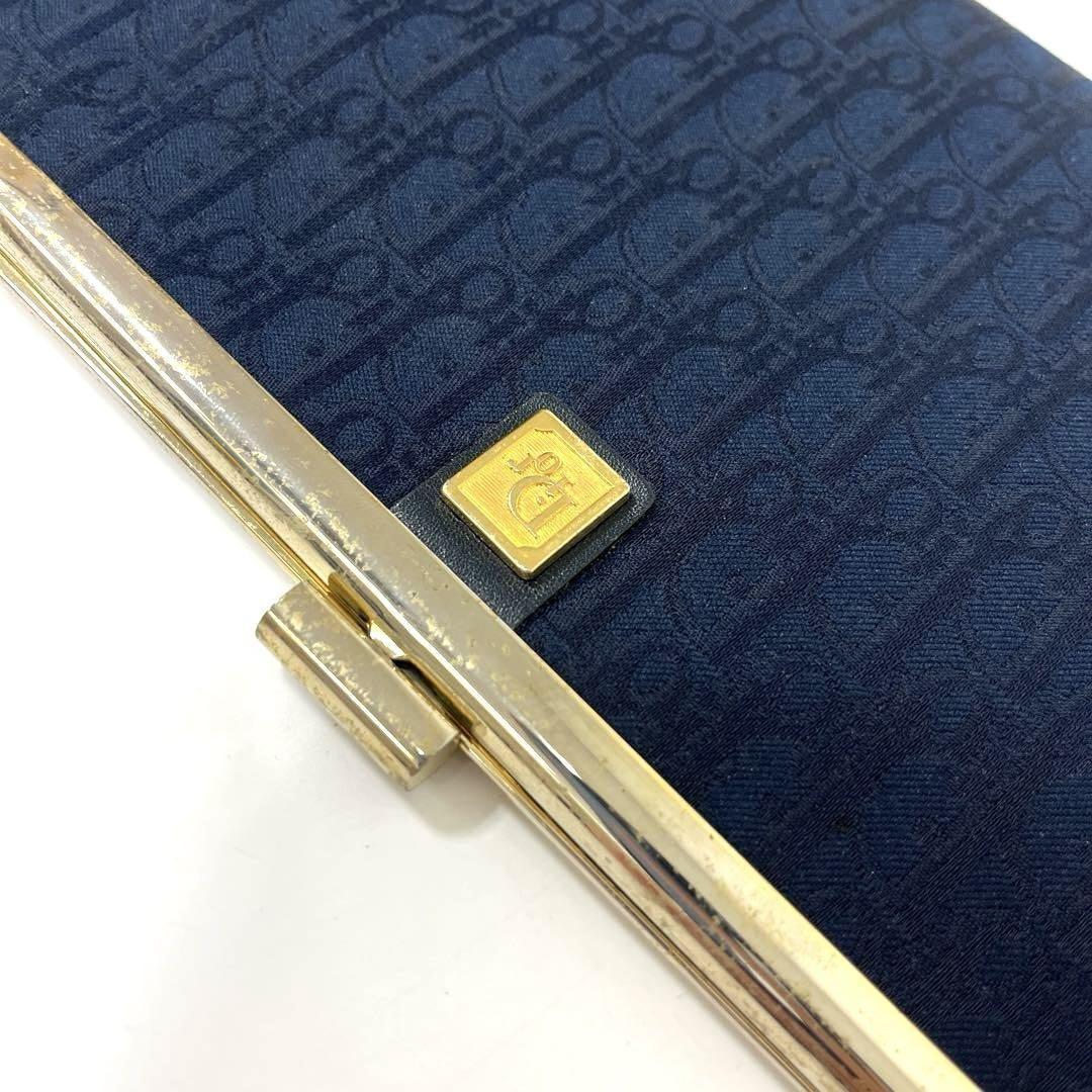 Christian Dior Clutch Bag Second Bag Logo Trotter Navy Gold Authentic