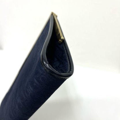 Christian Dior Clutch Bag Second Bag Logo Trotter Navy Gold Authentic