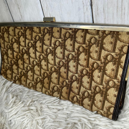 Christian Dior Clutch Bag Second Bag CD Trotter Brown Authentic