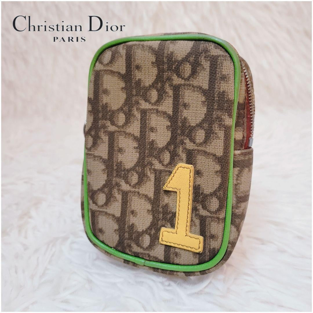Christian Dior Pouch Trotter No.1 Nylon PVC Leather Brown Authentic