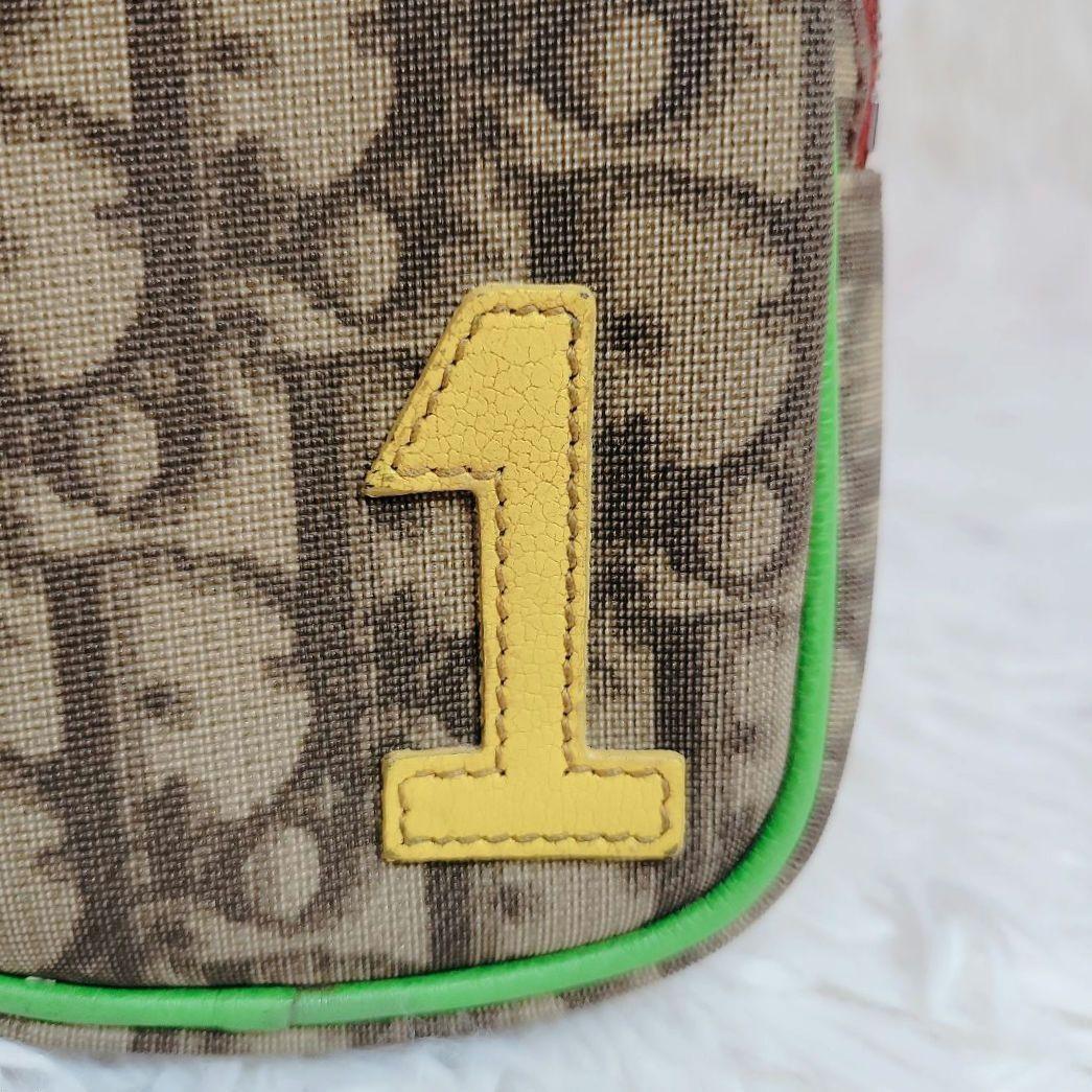 Christian Dior Pouch Trotter No.1 Nylon PVC Leather Brown Authentic