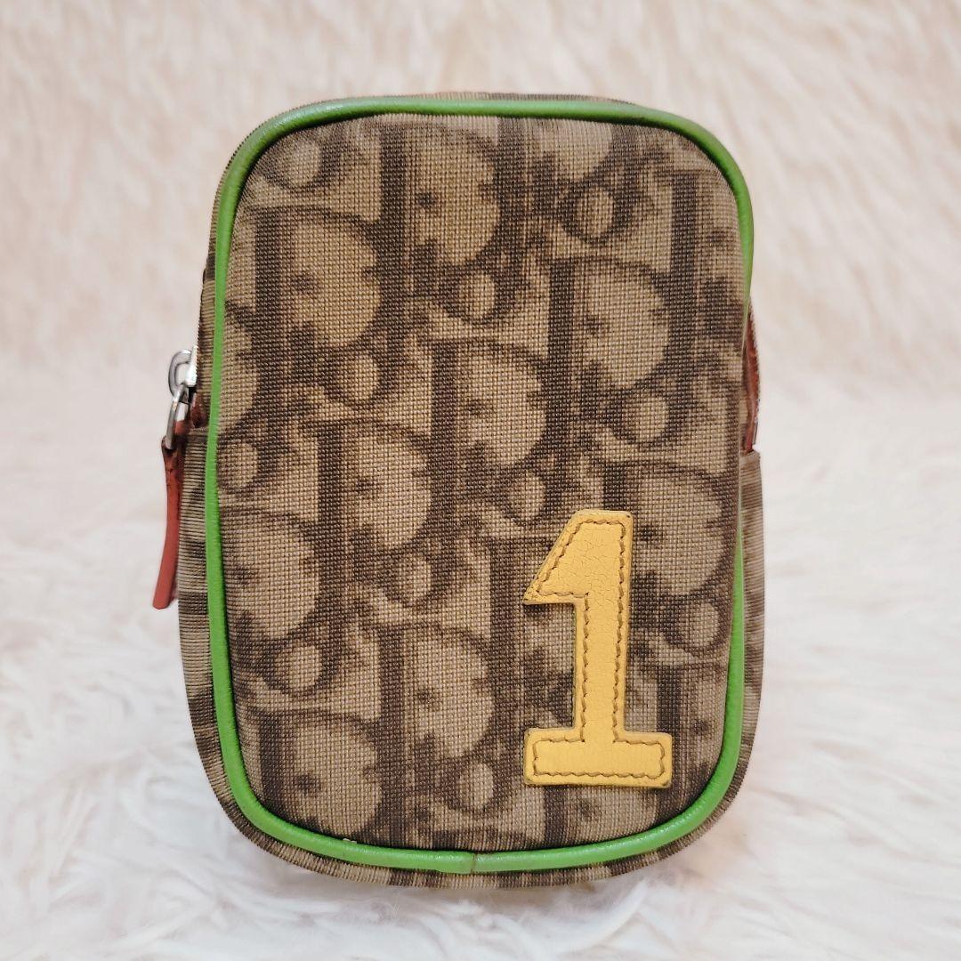 Christian Dior Pouch Trotter No.1 Nylon PVC Leather Brown Authentic