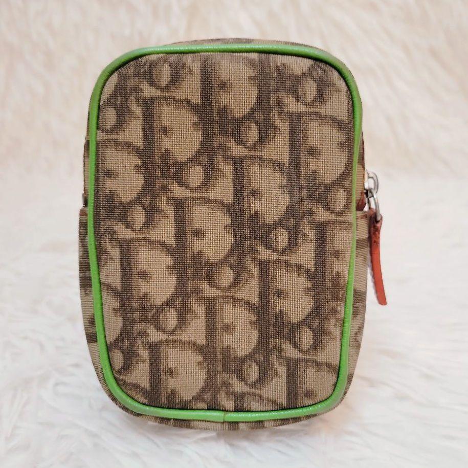 Christian Dior Pouch Trotter No.1 Nylon PVC Leather Brown Authentic