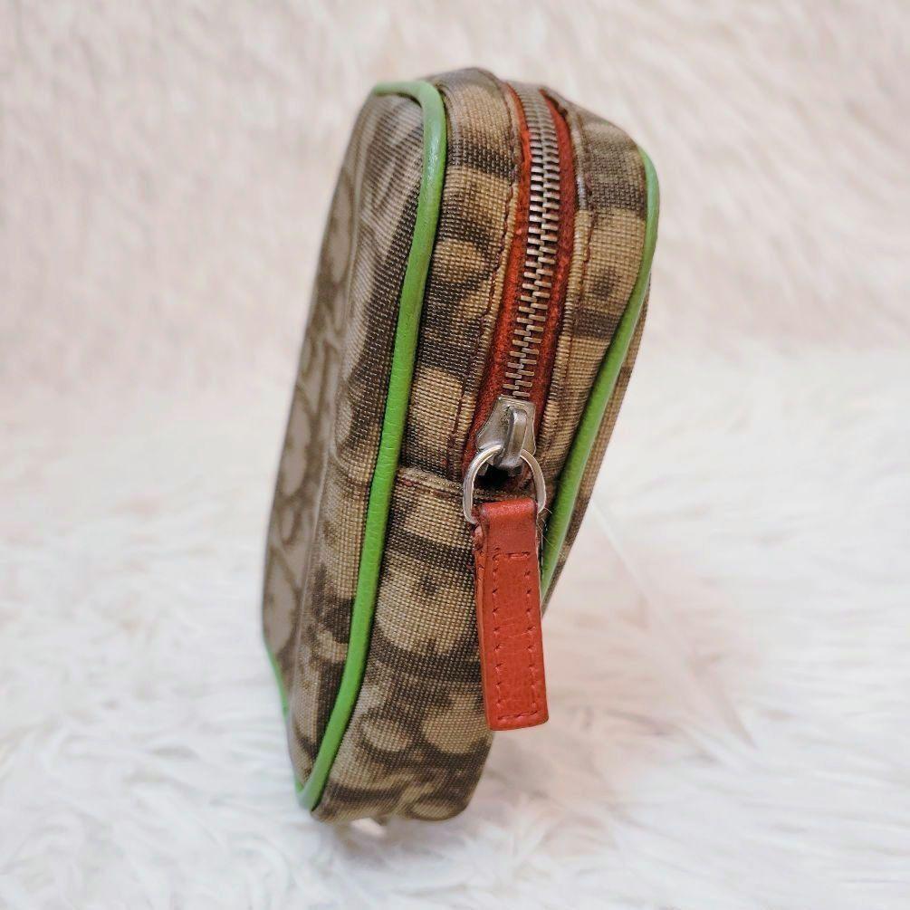 Christian Dior Pouch Trotter No.1 Nylon PVC Leather Brown Authentic