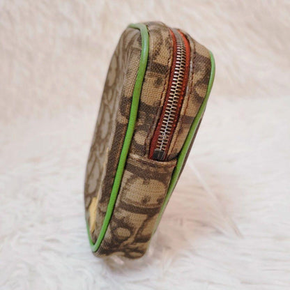 Christian Dior Pouch Trotter No.1 Nylon PVC Leather Brown Authentic