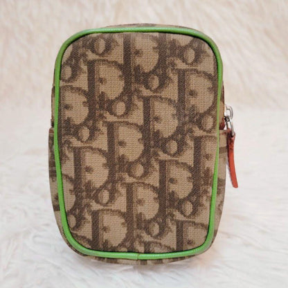 Christian Dior Pouch Trotter No.1 Nylon PVC Leather Brown Authentic