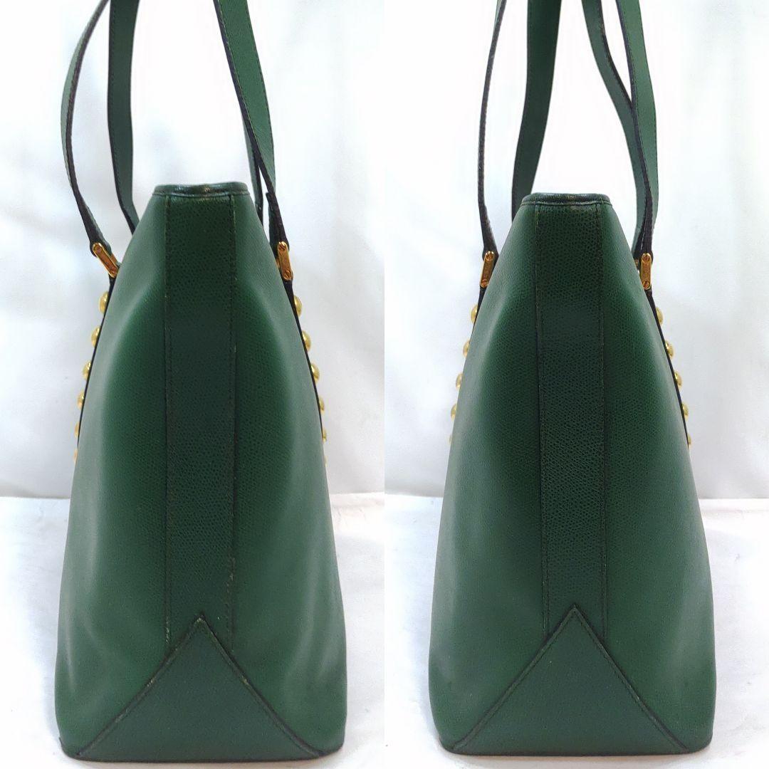 Saint Laurent Hand Bag Tote Purse Y Line Leather Green Authentic