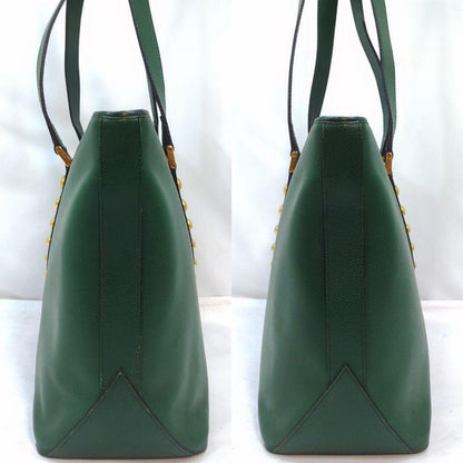 Saint Laurent Hand Bag Tote Purse Y Line Leather Green Authentic