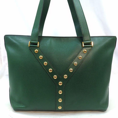 Saint Laurent Hand Bag Tote Purse Y Line Leather Green Authentic