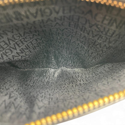 VERSACE Hand Bag Tote Purse Sunburst Leather Black Authentic