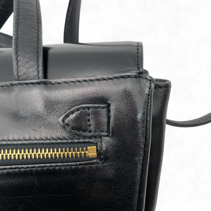 VERSACE Hand Bag Tote Purse Sunburst Leather Black Authentic