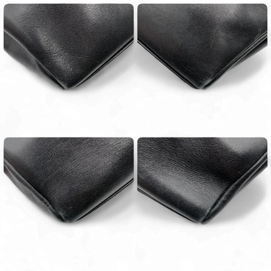 VERSACE Hand Bag Tote Purse Sunburst Leather Black Authentic