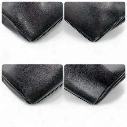 VERSACE Hand Bag Tote Purse Sunburst Leather Black Authentic