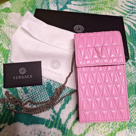 VERSACE Shoulder Bag Purse Pink Authentic